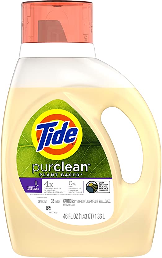 Tide Purclean Plant Based Liquid Laundry Detergent, Honey Lavender, 32 Loads, 46 Fl Oz