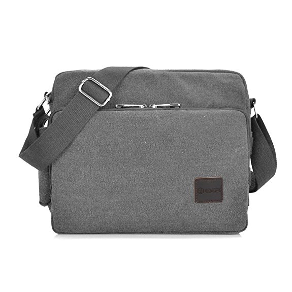 Messenger Bag, GSTEK Unisex Vintage Canvas Messenger Bags Casual Sling Shoulder Pack Daypack Satchel Bag for Work, School, Daily Use - 11.8"(L) x 3.9"(W) x 10.2"(H), 26 Pockets