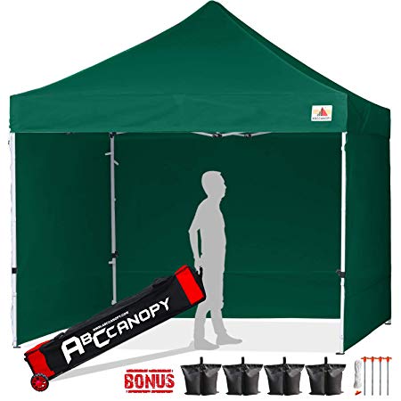 ABCCANOPY Canopy Tent 10x10 Pop Up Canopy Tent Commercial Instant Shade Tent with Upgrade Roller Bag (Forest Green Canopy with Walls)