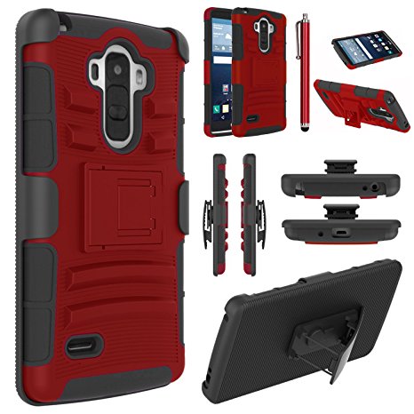 LG G Stylo Case, EC™ Hybrid Holster Case, Dual Layers Armor Case with Kickstand and Locking Belt Swivel Clip for LG G Stylo/LG G4 Stylus/ LG LS770 (Red/Black)