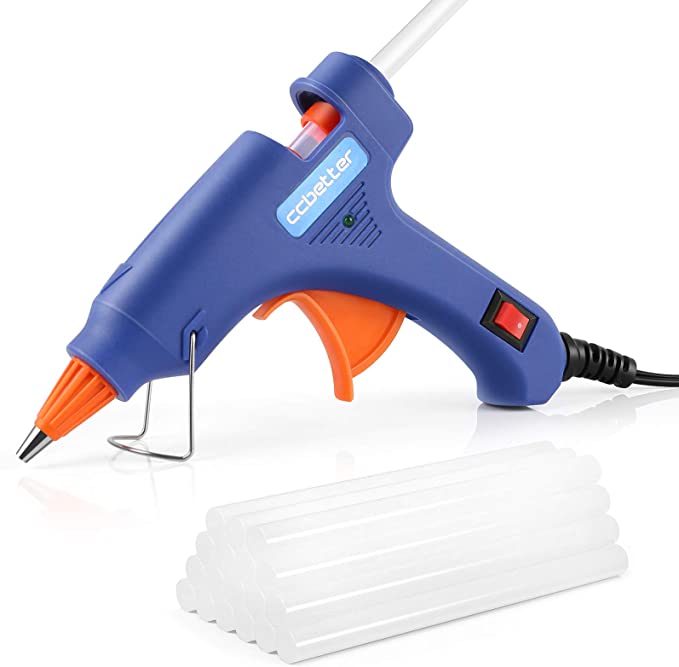 Hot Glue Gun,ccbetter upgraded version Mini Hot Melt Glue Gun with 30pcs Glue Sticks with glue gun removable Anti-hot cover for DIY Small Craft Projects and Home Quick Repairs Blue