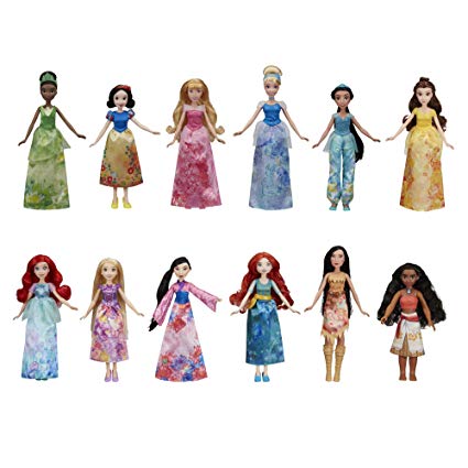 Disney Princess Royal Collection, 12 Fashion Dolls -- Ariel, Aurora, Belle, Cinderella, Jasmine, Merida, Moana, Mulan, Pocahontas, Rapunzel, Snow White, Tiana (Amazon Exclusive)