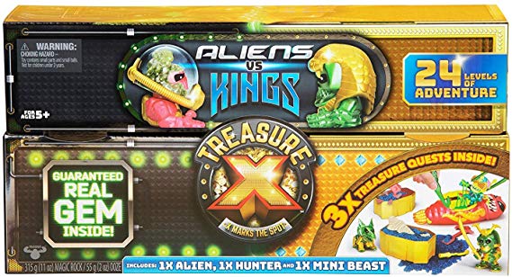 Treasure X: King's Gold - Aliens Vs Kings. Dissection & Digging Kits with Slime, Magic Rock, Action Figures, & Treasure