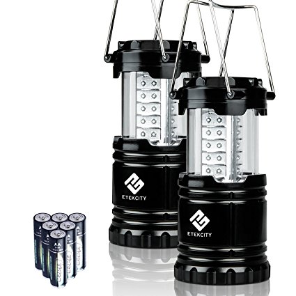 Etekcity 2 Pack Portable Outdoor LED Camping Lantern with 6 AA Batteries, Collapsible(Certified Refurbished)