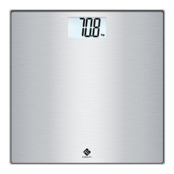 Etekcity Stainless Steel Digital Body Weight Bathroom Scale with Step-On Technology, 400lb/180kg, Clear Backlight Display, Slim Design, Silver