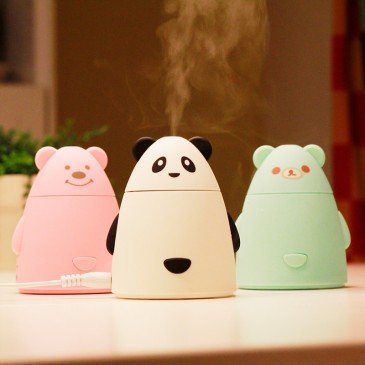 Great Polly Magic Bear USB Portable Mini Humidifier Aroma Mist Maker Absorbent Filter Sticks for Home Office Baby Room and Car (Pink)
