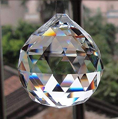 Petrichor Fengshui Clear Crystal Hanging Ball for Good Luck & Prosperity - Home Decoration/Gifting (40 MM/Pack of 2)