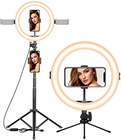 TARION 11" LED Selfie Ring Light Kit with Light Stand Cold Shoes for Versatile Compatibility for Live Stream Photography Videography