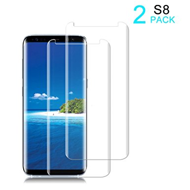 [2 Pack]Galaxy S8 Screen Protector [9H Hardness][Anti-Scratch][Anti-Bubble][3D Curved] [High Definition] [Ultra Clear] Tempered SandFox Glass Screen Protector for Samsung Galaxy S8