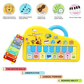 AresKo Baby Musical Toys, Piano Music Keyboard Toys for Infants, Toddler Piano Toys with Hand Knock Xylophone-Perfect Christmas Birthday Gift for Kids