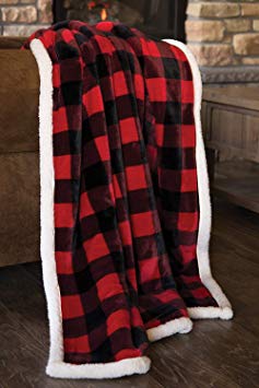 Carstens, Inc Lumberjack Red Plaid Plush Throw Blanket