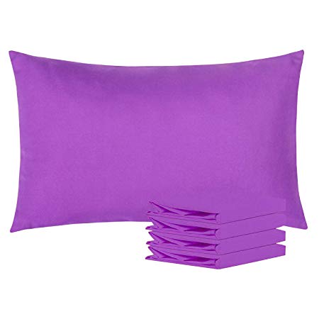 NTBAY Queen Pillowcases Set of 4, 100% Brushed Microfiber, Soft and Cozy, Wrinkle, Fade, Stain Resistant, Queen, Purple