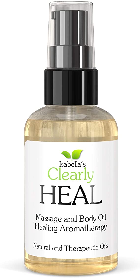 Clearly HEAL Aromatherapy Massage Oil - Heals Sore Muscles, Relieves Aches and Pains - Natural Therapeutic Almond, Calendula, Vitamin B5, Myrrh, Fennel, Lavender, Juniper Berry. 120ml