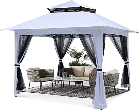 ABCCANOPY 13'x13' Gazebo Tent Outdoor Pop up Gazebo Canopy Shelter with Netting,White