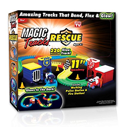 Magic Tracks As Seen on TV 220-Pieces Bend Flex Roll Glow in the Dark Rescue Track and Emergency Cars Set