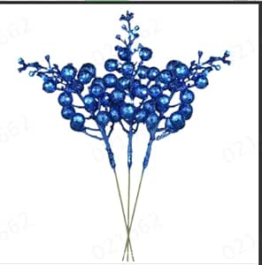 Valentine Flowers Artificial Stems 7.8Inch Artificial Christmas Picks for Christmas Tree Ornaments DIY Mountain Garland (Blue, One Size)