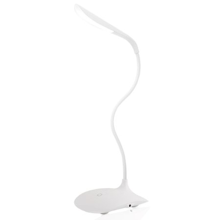 Kootek DL02 Portable Touch Control LED Desk Lamp Eye Care Rechargeable Dimmable Reading Light with Gooseneck and USB Charging Port, 3 Levels of Adjustable Brightness (White)