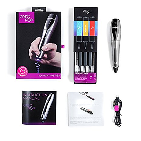 CreoPop Printing Technology 3D LED Cordless Pen, With Innovative Elastic, Magnetic, Glow in the Dark, Temperature, Aroma, and Body Paint   Air and on Paper (Starter Kit   Inks)