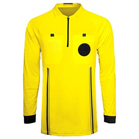 Referee Soccer Jersey Long Sleeves Yellow Red Green Blue Black