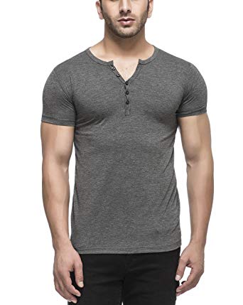 Tinted Men's Rayon, Polyester and Spandex Henley T-Shirt