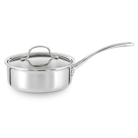 Calphalon Tri-Ply Stainless Steel 2-12-Quart Shallow Sauce with Cover