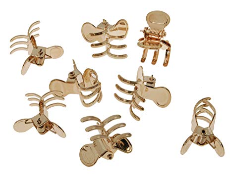 L. Erickson Clip & Go Mini Metal Jaw Hair Clips, Gold, Set of 8 - Strong Hold For Easy Styling Solutions