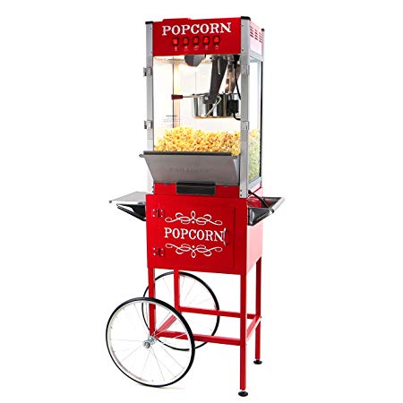 Paramount 16oz Popcorn Maker Machine & Cart - New 16 oz Hot Oil Commercial Popper & Stand [Color: Red]
