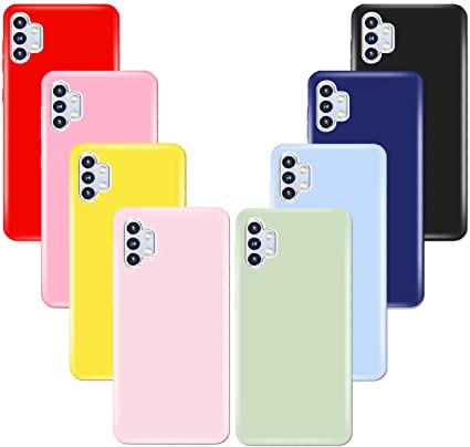 (8 Pack) for Galaxy A32 5G Case, Samsung A32 5G Case Soft Silicone Gel Bumper Shockproof Phone Case Cover for Samsung Galaxy A32 5G, Red, Light Pink, Yellow, deep Pink,Sky Blue,Purple,Blue, Black