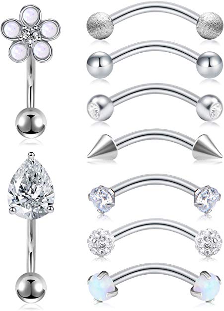Briana Williams Rook Earrings 16G Stainless Steel Rook Daith Earring Curved Barbell Eyebrow Ring Piercing Jewelry