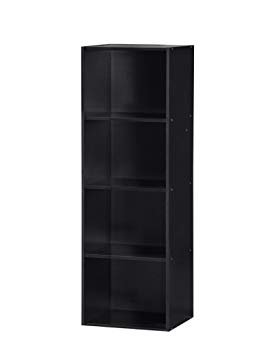 Hodedah 4 Shelve Bookcase, Black