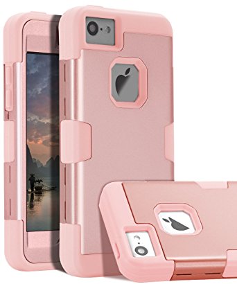 iPhone 5C Case Rose Gold, iPhone 5C Protective Case, TOPSKY Three Layer Heavy Duty High Impact Resistant Hybrid Shockproof Protective Cover Case For iPhone 5C, Rose Gold