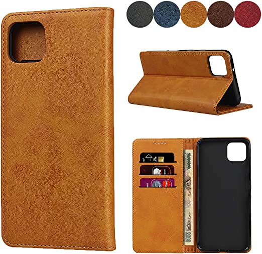 Google Pixel 4XL Wallet Case, SailorTech Premium PU Leather Protective Folio Flip Cover with Stand Feature and Built-in Magnet 3-Slots ID&Credit Cards Pockets for Pixel 4XL case（6.3"）-Light Brown