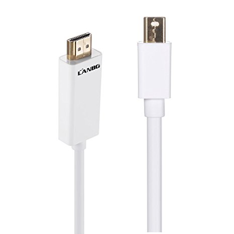 Mini DisplayPort to HDMI Cable,Lanbo Mini DP to HDMI ,Thunderbolt Compatible 6ft,Full HD 1080p | 24k Gold Plated Connectors | Video Audio - White 1.8 Meters 6 feet