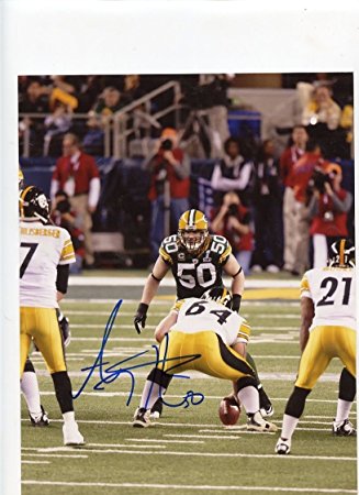 A.J. HAWK VS STEELERS GREEN BAY PACKERS SIGNED AUTOGRAPHED 8X10 PHOTO