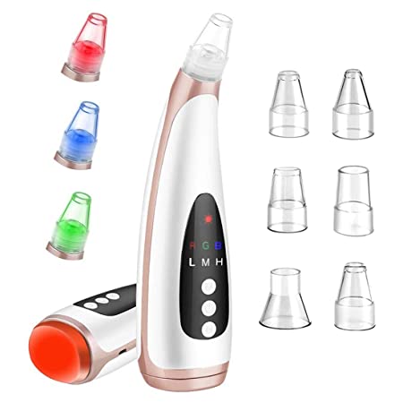Electric Blackhead Remover Vacuum Pore Cleaner, 3 in 1 Upgraded Blackhead and Comedone Acne Extractor Tool Kit, Skin Care Pore Cleanser Suction with 6 Probes For Women and Men (Rose Gold)