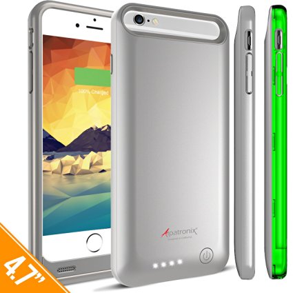 iPhone 6S Battery Case, iPhone 6 Battery Case, Alpatronix® [BX140] MFi Apple Certified 3100mAh External iPhone 6S/6 Battery Case Removable Rechargeable Protective iPhone 6s/6 Charging Case [Ultra Slim Portable iPhone6 Charger Case / Full Support with iOS 9+ & Apple Pay / iPhone6s Extended Battery Case / Lightning Connector Output / No Signal Reduction / Fits all colors for iPhone6S for Juice Bank & Power Pack] 100% Satisfaction Guaranteed! - (Silver with 1 Extra Green Bumper)