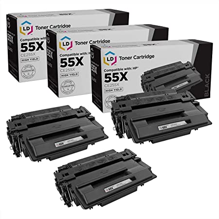 LD Compatible Toner-Cartridge Replacement for HP 55X CE255X High Yield (Black, 3-Pack)