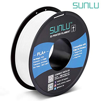 SUNLU PLA Plus 3D Filament 1.75mm for 3D Printer & 3D Pens, 1KG (2.2LBS) PLA  Filament Tolerance Accuracy  /- 0.02 mm, White