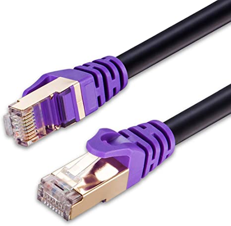 Cat 7 Ethernet Cable 15 ft, JewMod Outdoor Cat7 Ethernet Cable 26AWG Heavy-Duty Cat7 Waterproof Direct Burial Ethernet Cable 10Gbps 600MHz LAN Network RJ45 Cable, UV/Water Proof, Direct Burial