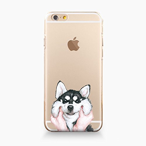 iPhone 6/6S Case,Blingy's® Clear Series Dog Printed Flexible Soft Slim Transparent Rubber Clear TPU Case for Apple iPhone 6/6S (Fun Husky)