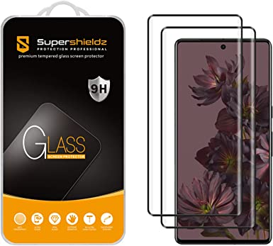 (2 Pack) Supershieldz Designed for Google (Pixel 7 Pro) Tempered Glass Screen Protector, 3D Curved Glass, Anti Scratch, Bubble Free (Black)