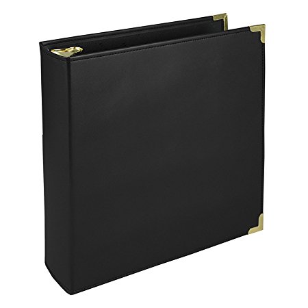 Samsill Classic Collection Executive Presentation 3 Ring Binder, 2 Inch Brass Round Ring (Holds 450 Sheets), Black