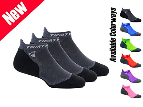 Thirty48 Ultralight Athletic Running Socks for Men and Women with Seamless Toe, Moisture Wicking, Cushion Padding