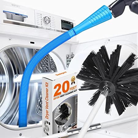 Sealegend 20 Feet Dryer Vent Cleaner Kit and Vacuum Hose Attachment Dryer Vent Cleaning Brush Removes Deep Lint Flexible Dryer Lint Brush Use with or Without a Power Drill