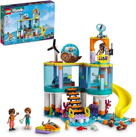 LEGO Friends Sea Rescue Center 41736 Building Toy for Ages 7 , with 3 Mini-Dolls, 2 Otters, a Seahorse, Turtle and Water Scooter, a Great Birthday Gift for Pretend Ocean Rescue Play