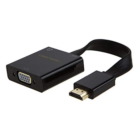 HDMI to VGA, CableCreation Flat HDMI to VGA Adapter, for PC Laptop Notebook HD DVD and More. Black