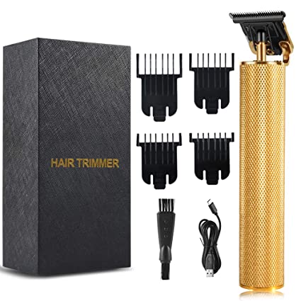 Professional Cordless Hair Trimmer,Hair Clippers For Men Clippers Barber Accessories, Noise Reduction Beard Trimmer Rechargeable Cordless Close Cutting T-Blade Trimmer (Golden)