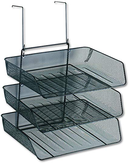 Fellowes Mesh Partition Additions Triple Tray, Side Load, Letter Size, Black (75902)