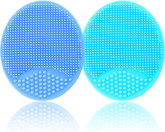 Baby Bath Brush, Baby Cradle Cap Brush, Silicone Massage Brush, Silicone Scrubbers Exfoliator Brush | The SkinSoother Baby Essential for Dry Skin, Cradle Cap and Eczema - 2 Pack (Small-Blue&Green)