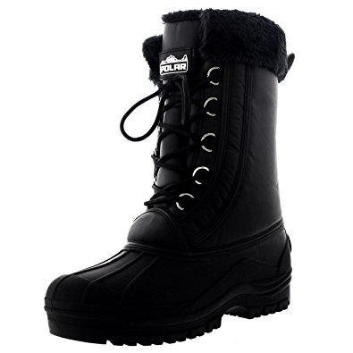 Womens Muck Lace Up Duck Snow Winter Rain Black Mid Calf Boots